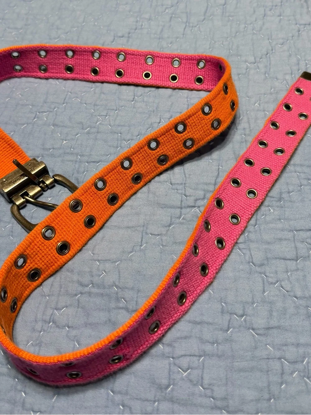 Duck Head Reversible Pink and Orange Canvas Grommet Belt